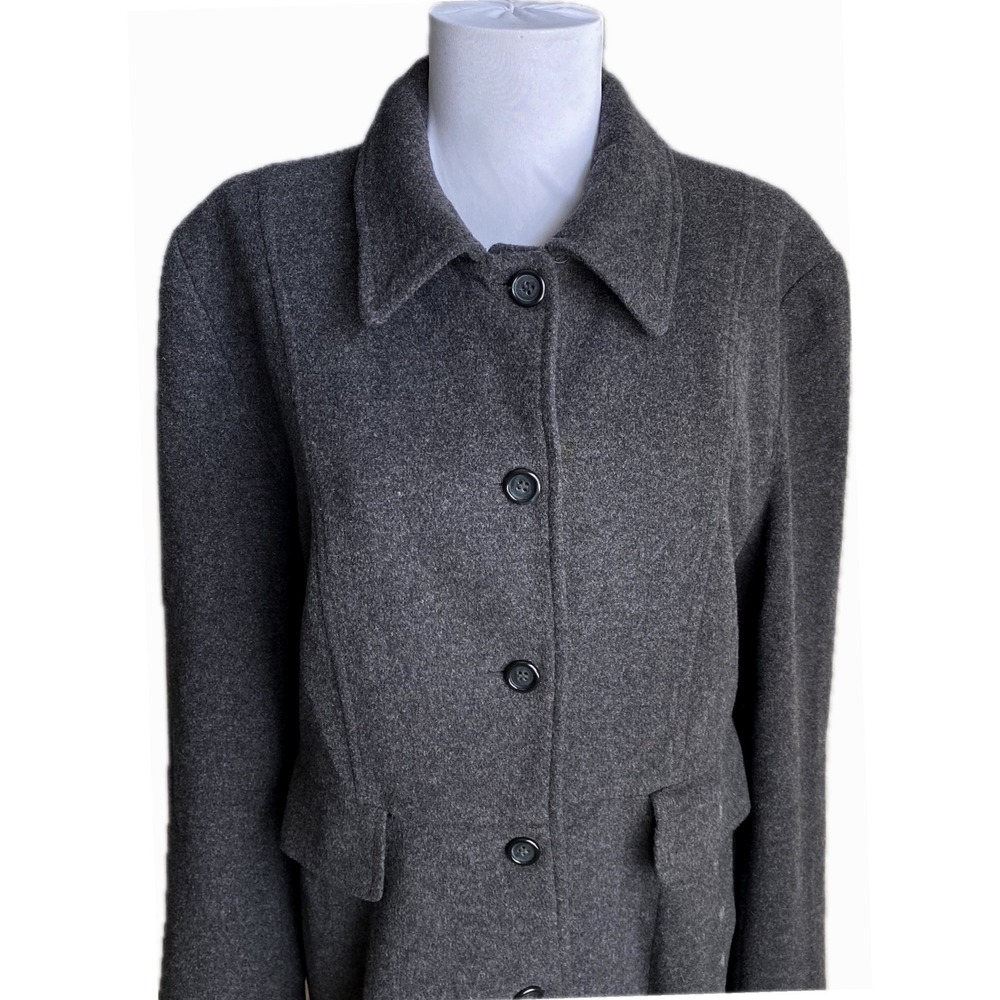 ZARA Wool Cashmere Winter Overcoat Pea Coat Size 10 Gray Preppy Academia Classic - Picture 8 of 12